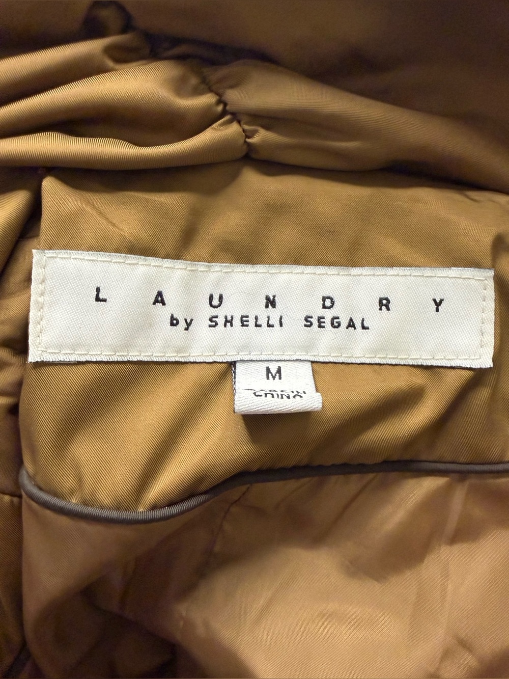 Laundry Puffer Jacket with Oversized Shawl Collar - Olive Brown - Picture 4 of 7